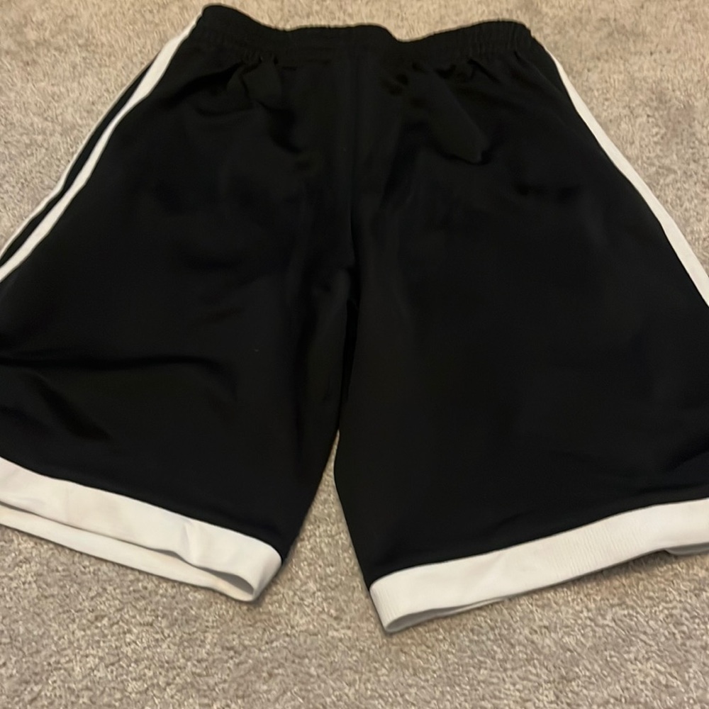 Adidas boy’s black and white shorts with elastic waist and tie